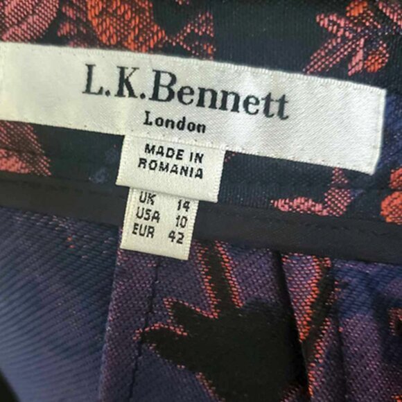 L.K.BENNETT Delysia FLORAL Jacquard MIDI Skirt w/ Pockets A-Line NWOT! Sz US 10 - Picture 6 of 8
